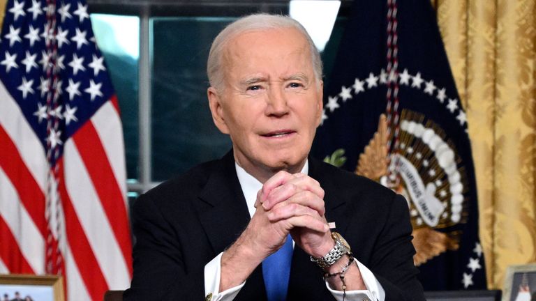 Joe Biden delivers his farewell address as US president Pic: AP